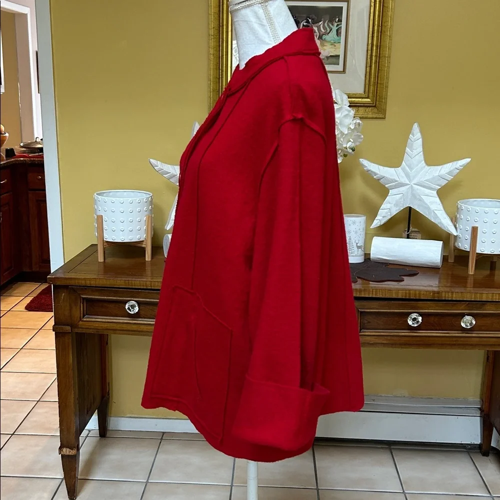 Coldwater Creek Women’s Vintage Artsy Wool Blend Red Holiday Jacket Coat Size 1X - Picture 8 of 15